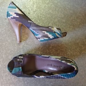 Madden Girl Multi Colored Peep Toe Stacked Heels